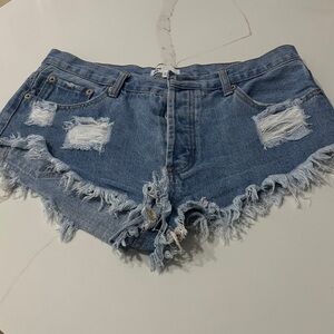 by the way. Blue Distressed Jean Shorts